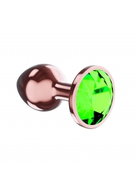 Пробка цвета розового золота с лаймовым кристаллом Diamond Emerald Shine S - 7,2 см. - Lola toys - купить с доставкой в Краснодаре
