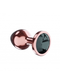 Пробка цвета розового золота с черным кристаллом Diamond Jet Shine S - 7,2 см. - Lola toys - купить с доставкой в Краснодаре