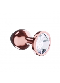 Пробка цвета розового золота с прозрачным кристаллом Diamond Moonstone Shine S - 7,2 см. - Lola toys - купить с доставкой в Краснодаре