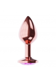 Пробка цвета розового золота с лиловым кристаллом Diamond Quartz Shine L - 8,3 см. - Lola toys - купить с доставкой в Краснодаре