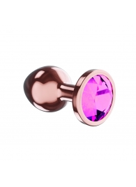 Пробка цвета розового золота с лиловым кристаллом Diamond Quartz Shine S - 7,2 см. - Lola toys - купить с доставкой в Краснодаре