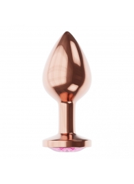Пробка цвета розового золота с лиловым кристаллом Diamond Quartz Shine S - 7,2 см. - Lola toys - купить с доставкой в Краснодаре