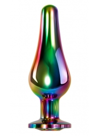 Радужная анальная пробка Rainbow Metal Plug Small - 9,4 см. - Evolved