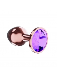 Пробка цвета розового золота с фиолетовым кристаллом Diamond Amethyst Shine L - 8,3 см. - Lola toys - купить с доставкой в Краснодаре