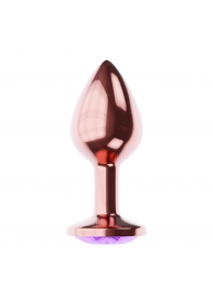 Пробка цвета розового золота с фиолетовым кристаллом Diamond Amethyst Shine L - 8,3 см. - Lola toys - купить с доставкой в Краснодаре