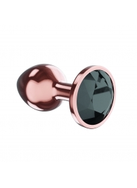 Пробка цвета розового золота с черным кристаллом Diamond Jet Shine L - 8,3 см. - Lola toys - купить с доставкой в Краснодаре
