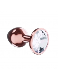 Пробка цвета розового золота с прозрачным кристаллом Diamond Moonstone Shine L - 8,3 см. - Lola toys - купить с доставкой в Краснодаре