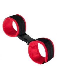 Красно-черные велюровые наручники Anonymo - ToyFa - купить с доставкой в Краснодаре