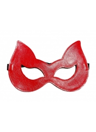 Двусторонняя красно-черная маска с ушками из эко-кожи - БДСМ Арсенал - купить с доставкой в Краснодаре