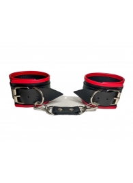 Черно-красные наручники из эко-кожи - БДСМ Арсенал - купить с доставкой в Краснодаре