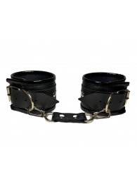 Черные наручники из эко-кожи - БДСМ Арсенал - купить с доставкой в Краснодаре