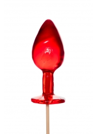Красный леденец в форме малой анальной пробки со вкусом виски - Sosuчki - купить с доставкой в Краснодаре