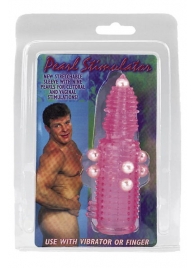 Розовая эластичная насадка на пенис с жемчужинами, точками и шипами Pearl Stimulator - 11,5 см. - Tonga - в Краснодаре купить с доставкой