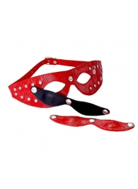 Красная кожаная маска со съёмными шорами - Sitabella - купить с доставкой в Краснодаре
