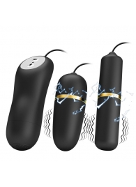 Черный проводной набор с электростимуляцией: виброяйцо и вибропуля - Baile - купить с доставкой в Краснодаре