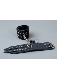 Широкие чёрные кожаные наручники - Подиум - купить с доставкой в Краснодаре