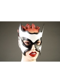 Кожаная маска-очки с белой вставкой - Подиум - купить с доставкой в Краснодаре