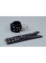 Чёрные кожаные наручники  Крест - Подиум - купить с доставкой в Краснодаре
