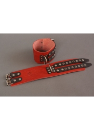 Широкие красно-черные наручники без подкладки - Подиум - купить с доставкой в Краснодаре