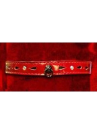 Декоративный красный ошейник со стразами и колечком - Подиум - купить с доставкой в Краснодаре