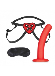Красный поясной фаллоимитатор Red Heart Strap on Harness   5in Dildo Set - 12,25 см. - Lux Fetish - купить с доставкой в Краснодаре