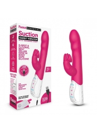 Розовый вибромассажер с клиторальной стимуляцией Clitoral Suction Rabbit - 24,5 см. - Rabbit Essentials