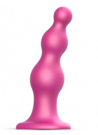 Розовая насадка Strap-On-Me Dildo Plug Beads size L - Strap-on-me - купить с доставкой в Краснодаре