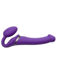Фиолетовый безремневой вибрострапон Silicone Bendable Strap-On - size M - Strap-on-me - купить с доставкой в Краснодаре