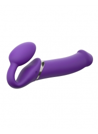 Фиолетовый безремневой вибрострапон Silicone Bendable Strap-On - size XL - Strap-on-me - купить с доставкой в Краснодаре