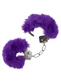 Металлические наручники с фиолетовым мехом Ultra Fluffy Furry Cuffs - California Exotic Novelties - купить с доставкой в Краснодаре