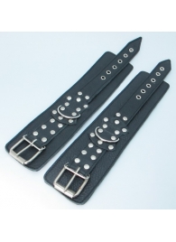Чёрные наручники  из кожи с пряжкой - БДСМ Арсенал - купить с доставкой #SOTBIT_REGIONS_UF_V_REGION_NAME#