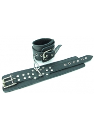 Чёрные наручники  из кожи с пряжкой - БДСМ Арсенал - купить с доставкой #SOTBIT_REGIONS_UF_V_REGION_NAME#