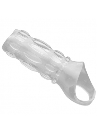 Насадка на пенис с кольцом для мошонки Clear Sensations Enhancer Sex Sleeve - 11,5 см. - XR Brands - в Краснодаре купить с доставкой