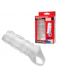 Насадка на пенис с кольцом для мошонки Clear Sensations Enhancer Sex Sleeve - 11,5 см. - XR Brands - в Краснодаре купить с доставкой
