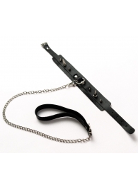 Черный ошейник с шипами и поводком - Crazy Handmade - купить с доставкой в Краснодаре