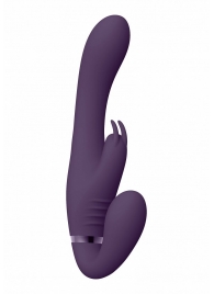 Фиолетовый безремневой вибрострапон Suki со стимулятором клитора - 22 см. - Shots Media BV - купить с доставкой #SOTBIT_REGIONS_UF_V_REGION_NAME#