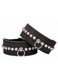Черные наручники Diamond Studded Wrist Cuffs - Shots Media BV - купить с доставкой в Краснодаре