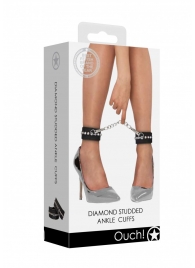 Черные поножи Diamond Studded Ankle Cuffs - Shots Media BV - купить с доставкой в Краснодаре