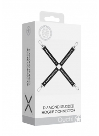 Черный крестообразный фиксатор Diamond Studded Hogtie - Shots Media BV - купить с доставкой в Краснодаре