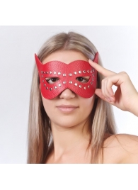 Красная маска на глаза с разрезами и заклепками - Sitabella - купить с доставкой в Краснодаре