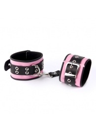 Розово-чёрные наручники с ремешком с двумя карабинами на концах - Sitabella - купить с доставкой в Краснодаре