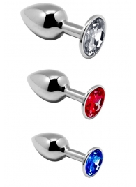 Набор из 3 серебристых анальных втулок со стразами Metal Plug Kit - Adrien Lastic - купить с доставкой в Краснодаре