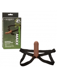 Коричневый фаллопротез из силикона Extension with Harness - 15,75 см. - California Exotic Novelties - купить с доставкой в Краснодаре