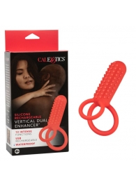 Красное эрекционное кольцо Silicone Rechargeable Vertical Dual Enhancer - California Exotic Novelties - в Краснодаре купить с доставкой