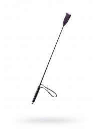 Чёрный стек с кожаной ручкой - 58 см. - Sitabella - купить с доставкой в Краснодаре