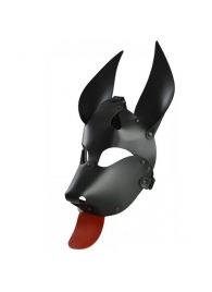 Черная кожаная маска  Дог  с красным языком - Sitabella - купить с доставкой в Краснодаре