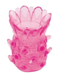 Розовая рельефная насадка на пенис - Toyfa Basic - в Краснодаре купить с доставкой