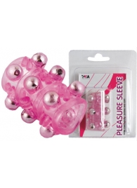 Розовая насадка c шариками Pleasure Sleeve - Toyfa Basic - в Краснодаре купить с доставкой