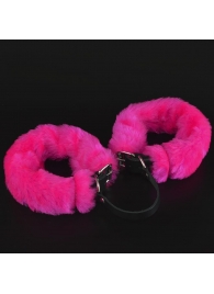 Черные кожаные оковы со съемной ярко-розовой опушкой - Sitabella - купить с доставкой #SOTBIT_REGIONS_UF_V_REGION_NAME#