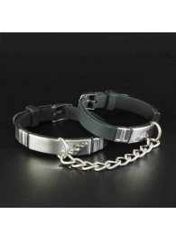 Черные силиконовые наручники с серебристой цепочкой - Sitabella - купить с доставкой в Краснодаре
